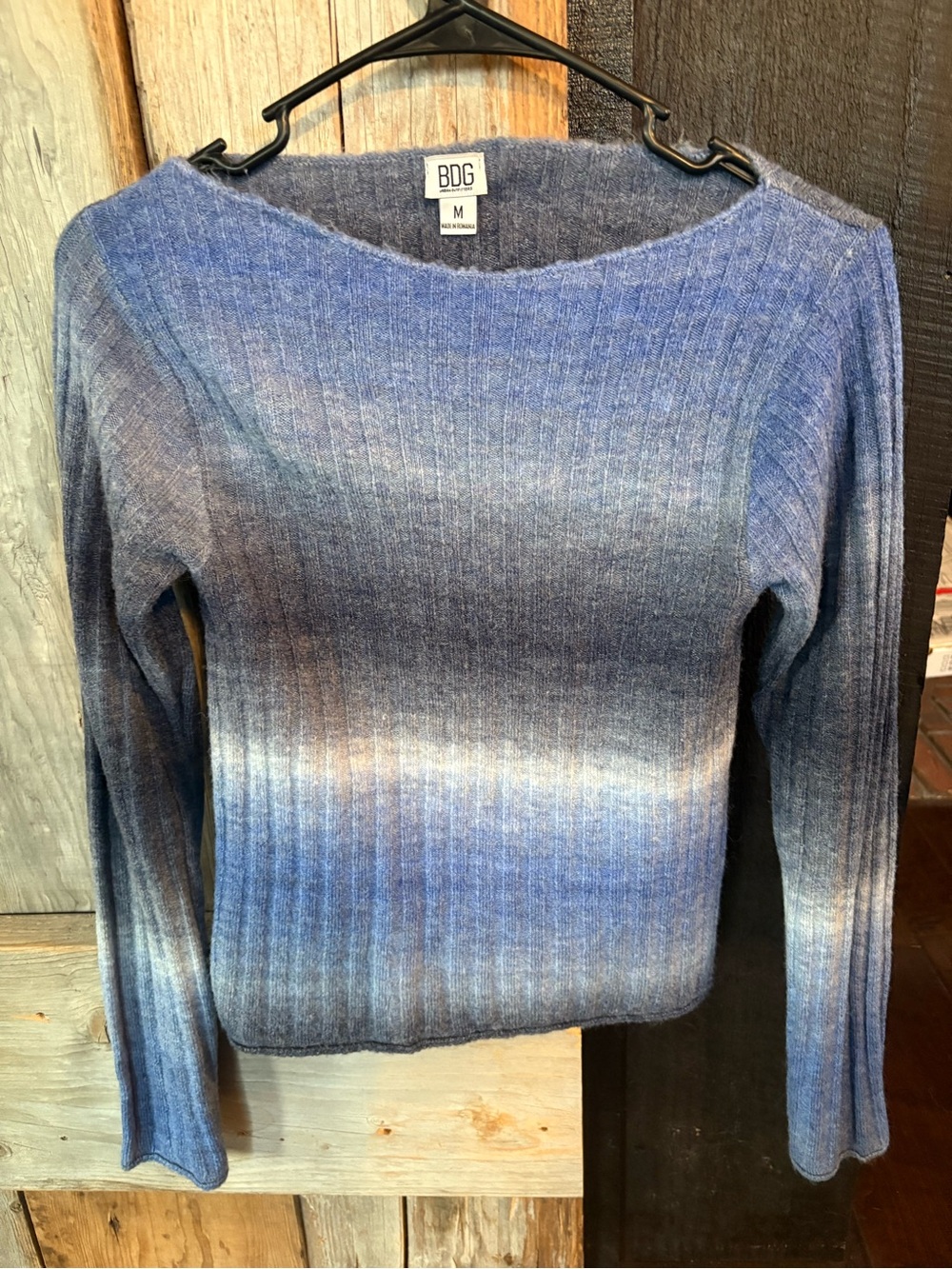 BDG Women's Blue Ombre Ribbed Crew Neck Sweater